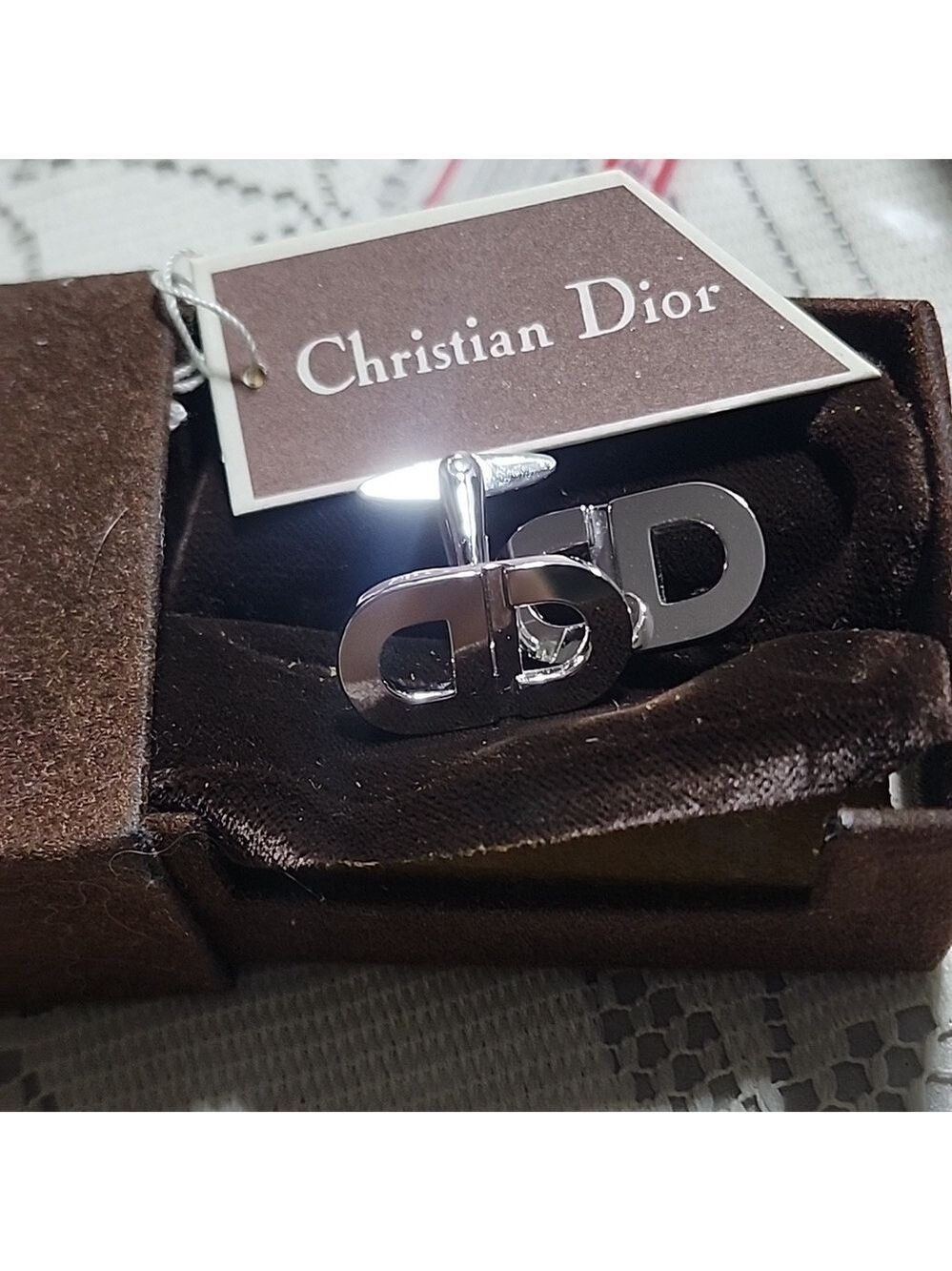 Christian Dior Silver tone CD Cufflinks
